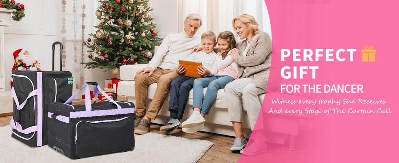 Lilypelle 23"/27" Dance Bag with Garment Rack, Collapsible Rolling Duffel with Wheels – Travel Bag for Competitions, Shows, and Performances