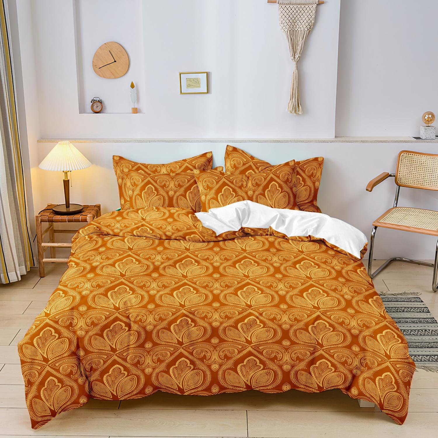 Mandala Floral Pattern Decorative Duvet Cover Set, 3 Counts/set Including 1 Duvet Cover & 2 Pillowcase without Filler, Soft Comfortable for Home Bedroom