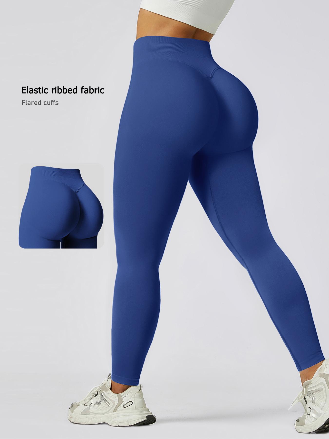 Women's Seamless High-Waisted Sporty Leggings, Tight-Fitting Knit Fabric, Butt-Lifting Yoga Pants for All Seasons