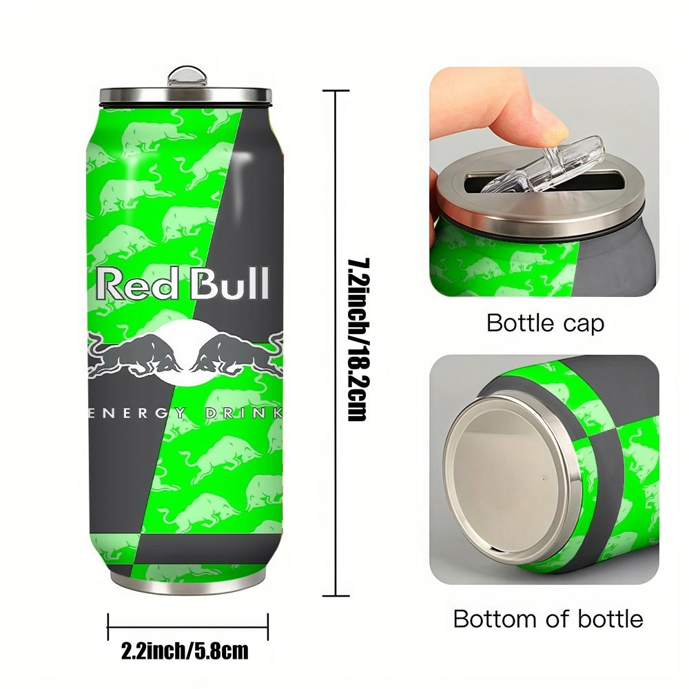 1pc 17oz Red Bull Neon Green Logo Stainless Steel Thermos Cup, Bid Farewell to Commute Dullness, Perfect for Travel & Social Outings, Ideal for Office, Sports & On-the-Go Drinks