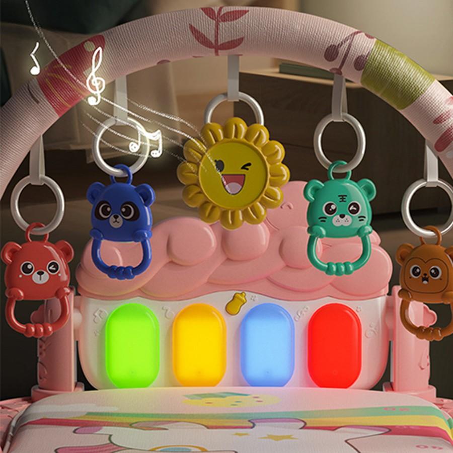 Baby Fitness Rack Toy, Newborn Musical Foot Pedal Mobile, Baby Piano Play Mat, Play Gym Mat, Early Education Blanket Gift for Boys and Girls