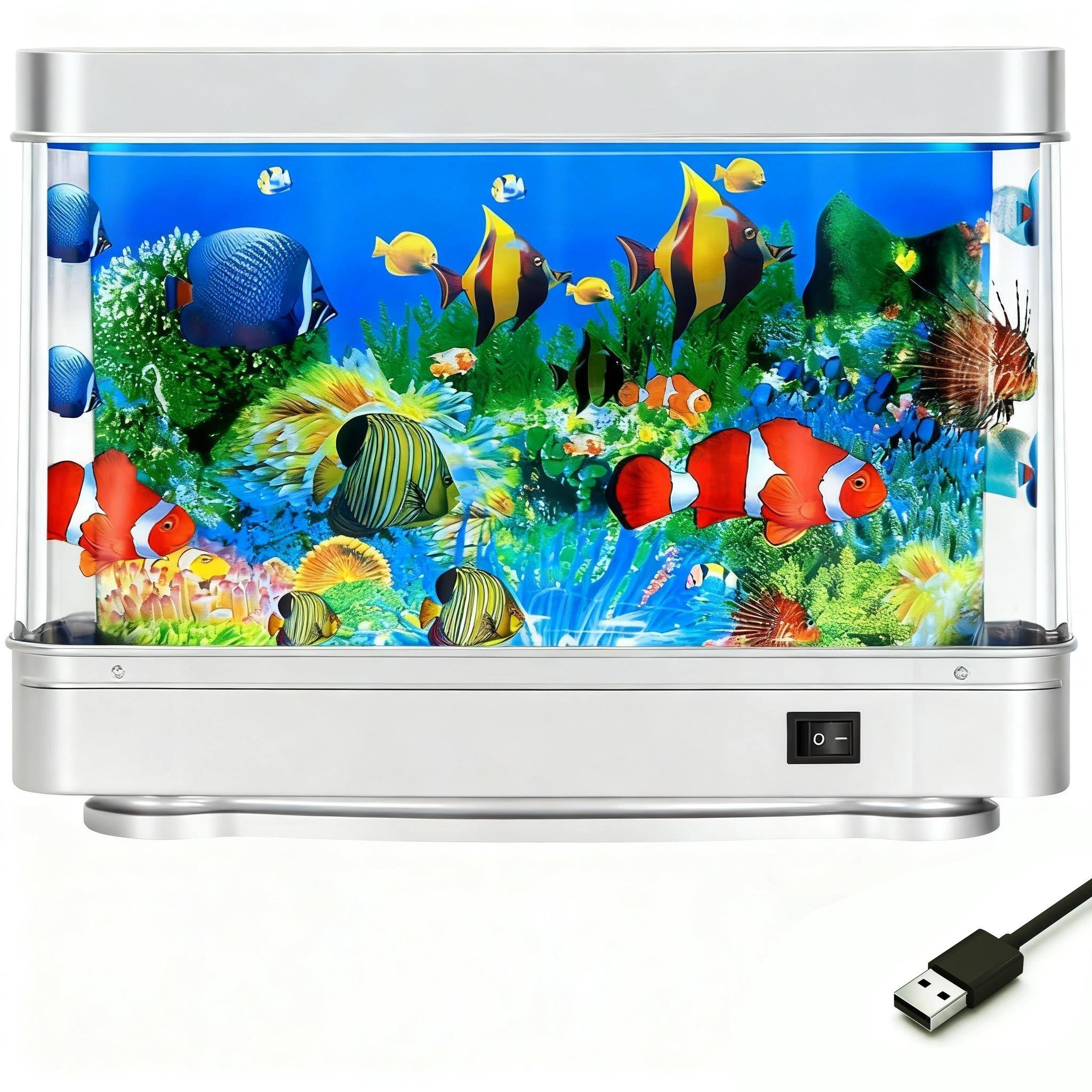 LED Dynamic Simulation Fish Tank Aquarium Light - USB-Powered Desktop Decor for Living Room/Bedroom/Office, Realistic Underwater Ambiance, Button-Controlled, Durable Plastic Home Decoration