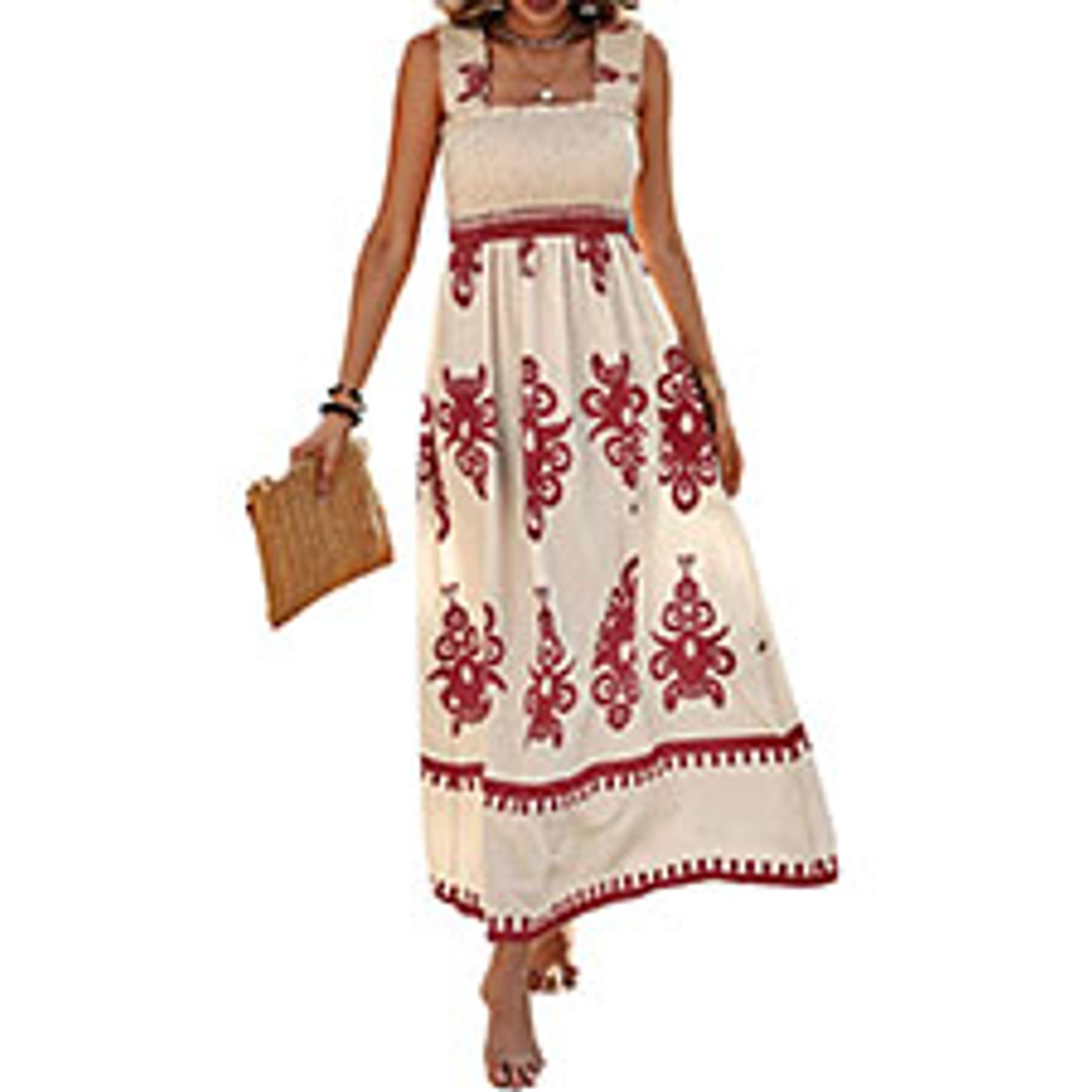 Women's 2026 Summer Spaghetti Strap Maxi Dresses Plaid Square Neck A Line Casual Beach Vacation Long Sundress Women's 2026 Summer Spaghetti Strap Maxi Dresses Plaid Square Neck A Line Casual Beach Vacation Long Sundress