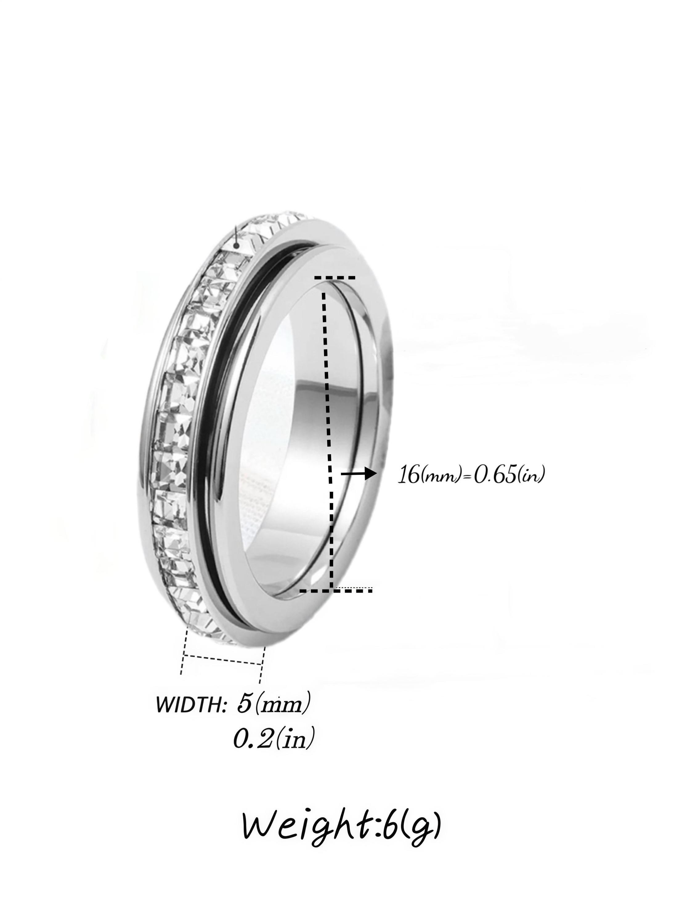 Titanium Steel Rotatable Ring for Men, Square Diamond Index Finger Ring, Simple Male Band, Couple Jewelry, Unisex Design