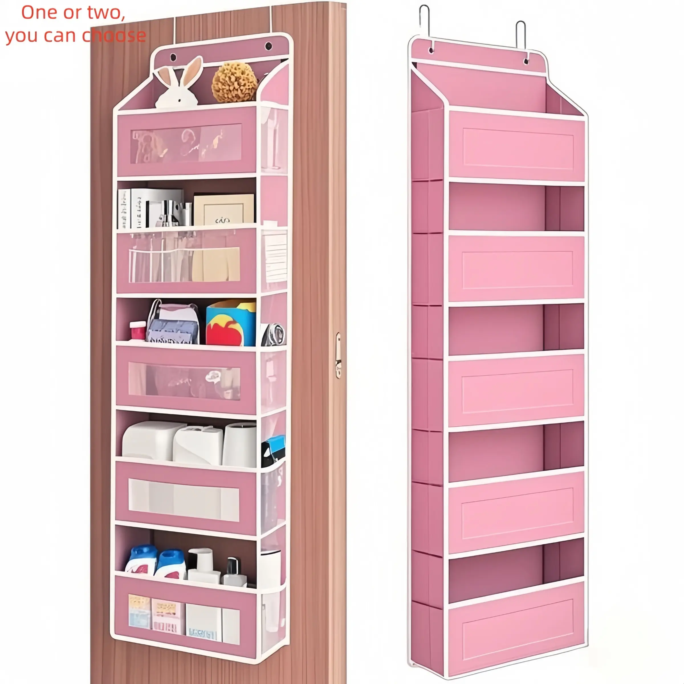 No Drilling! Door Hanging Storage Rack 5 Pockets for Everyday Storage with 5 Side Pockets for Bedrooms Bathrooms Food Storage Rooms Organizer Hangable 10-15 Kg Capacity Heavy Duty Over The Door Space Saving, Foldable Fabric Organizers