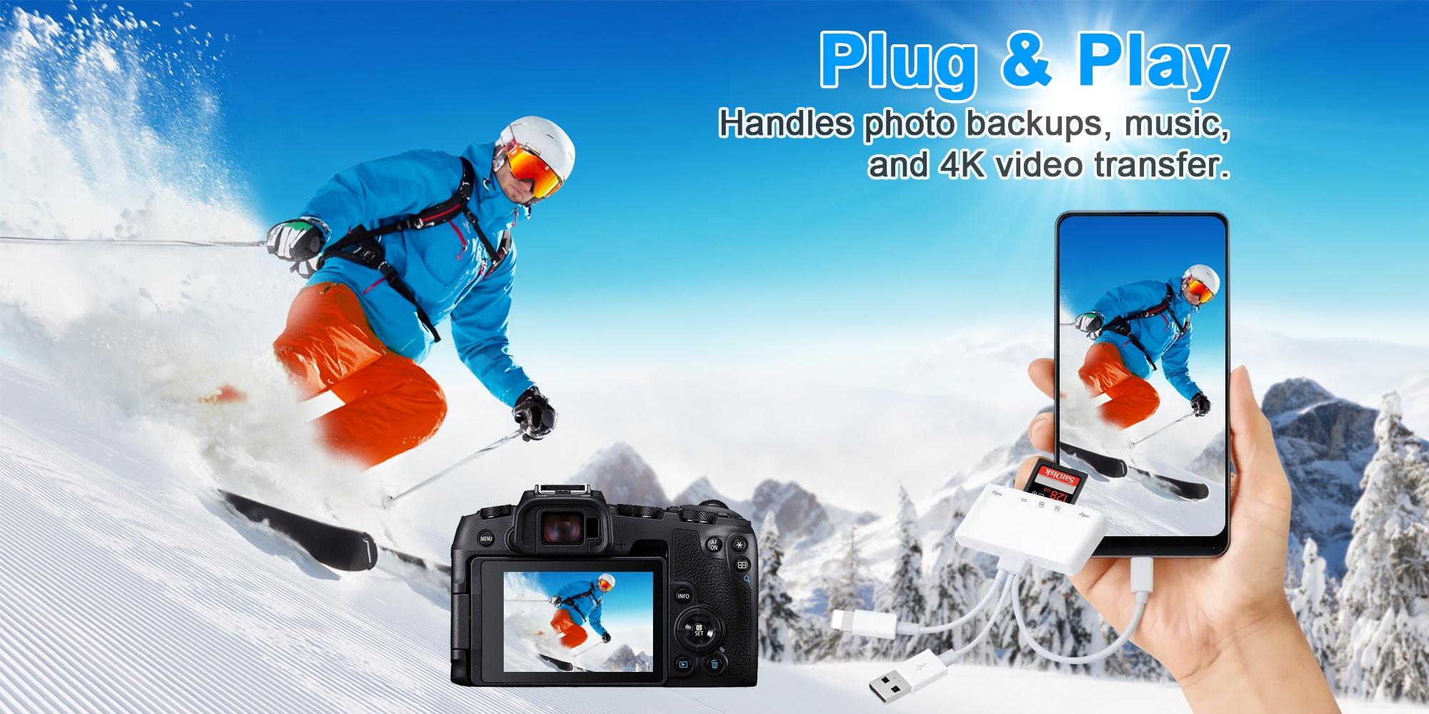 5-in-1 Memory Card Reader,USB OTG Adapter & SD Card Reader for iPhone/iPad/Android,USB-C and USB-A Devices with Micro SD & SD Card Slots,Supports SD/Micro SD/SDHC/SDXC/MMC