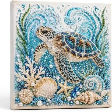 Ocean Animal Theme Pearl Painting DIY Kit, Handmade Diamond Art Desktop Decor, Creative Craft Set for Home Decoration, Fun Activity
