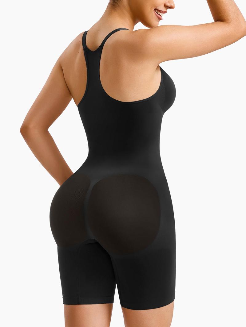 Women's Solid Color High Stretch Racerback Shapewear Bodysuit, Body Sculpting Compression, Tummy Control Butt Lifting Adjustable Strap Shaper, Ladies Shapewear Waist Trainer Shaper for All Seasons