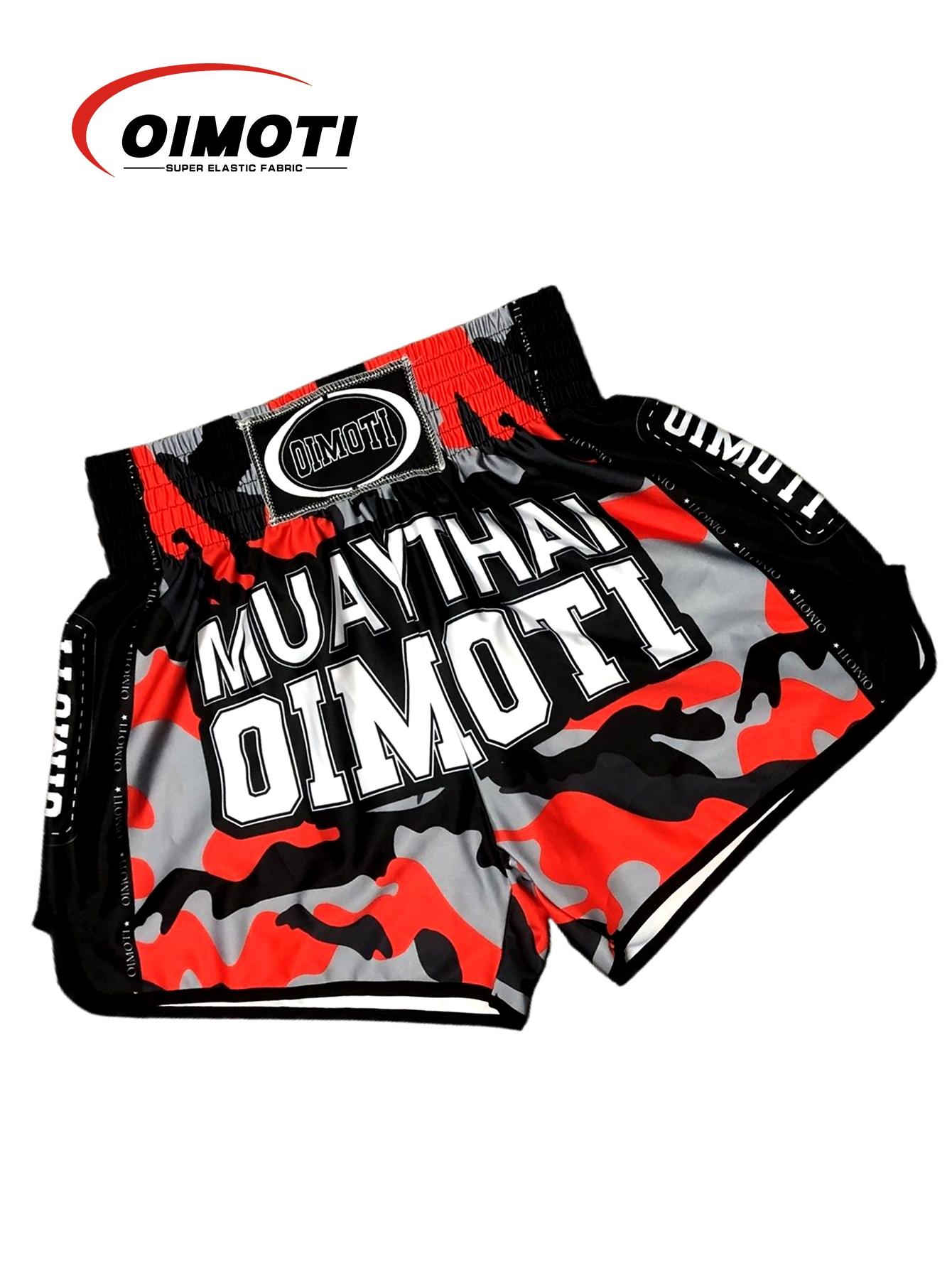 Men's Letter Print Split Hem Boxing Sports Shorts, Breathable Quick Drying Elastic Waist Sports Shorts, Men's Sportswear for Gym Workout Running, Streetwear Sports Shorts