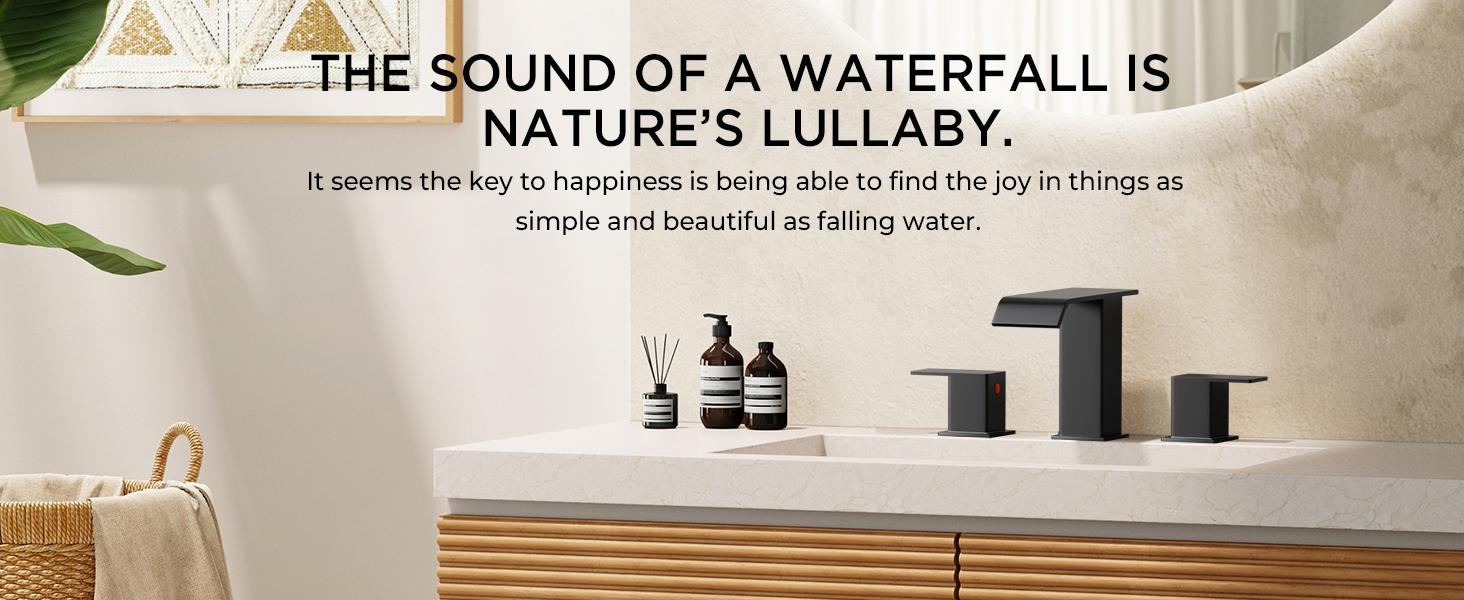 FORIOUS Bathroom Faucets 3 Hole Black Gold Brushed Nickel - 8 Inch Widespread Bathroom Sink Faucet Waterfall Spout with Pop Up Drain and Water Supply, Suitable for Vanity RV Commercial Lavatory Restroom FORIOUS Bathroom Faucets 3 Hole Black Gold Brushed Nickel - 8 Inch Widespread Bathroom Sink Faucet Waterfall Spout with Pop Up Drain and Water Supply, Suitable for Vanity RV Commercial Lavatory Restroom