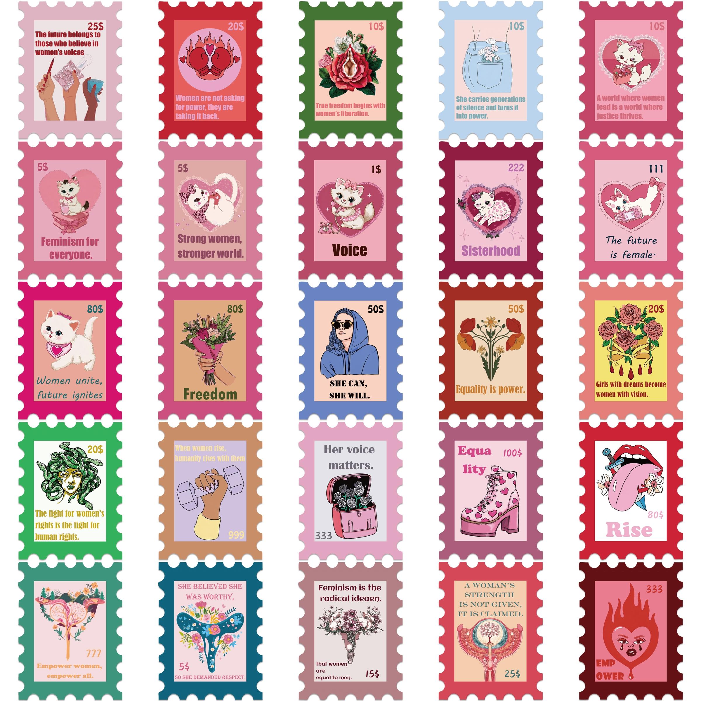 50pcs Inspirational Feminist Stickers, Sticker Packs, Women's Lib, Girl Power, Equal Rights Vinyl Stickers for Water Bottles, Laptops, Luggage