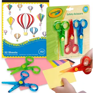 Kids Scissors 3 pk, Toddler Safety Scissors Blunt Tip, Training Scissor for Kids Right & Left-Handed Learn to Cut with Construction Paper – Scissor Skills Activity for Toddlers 2-4 Years Gift Bundle
