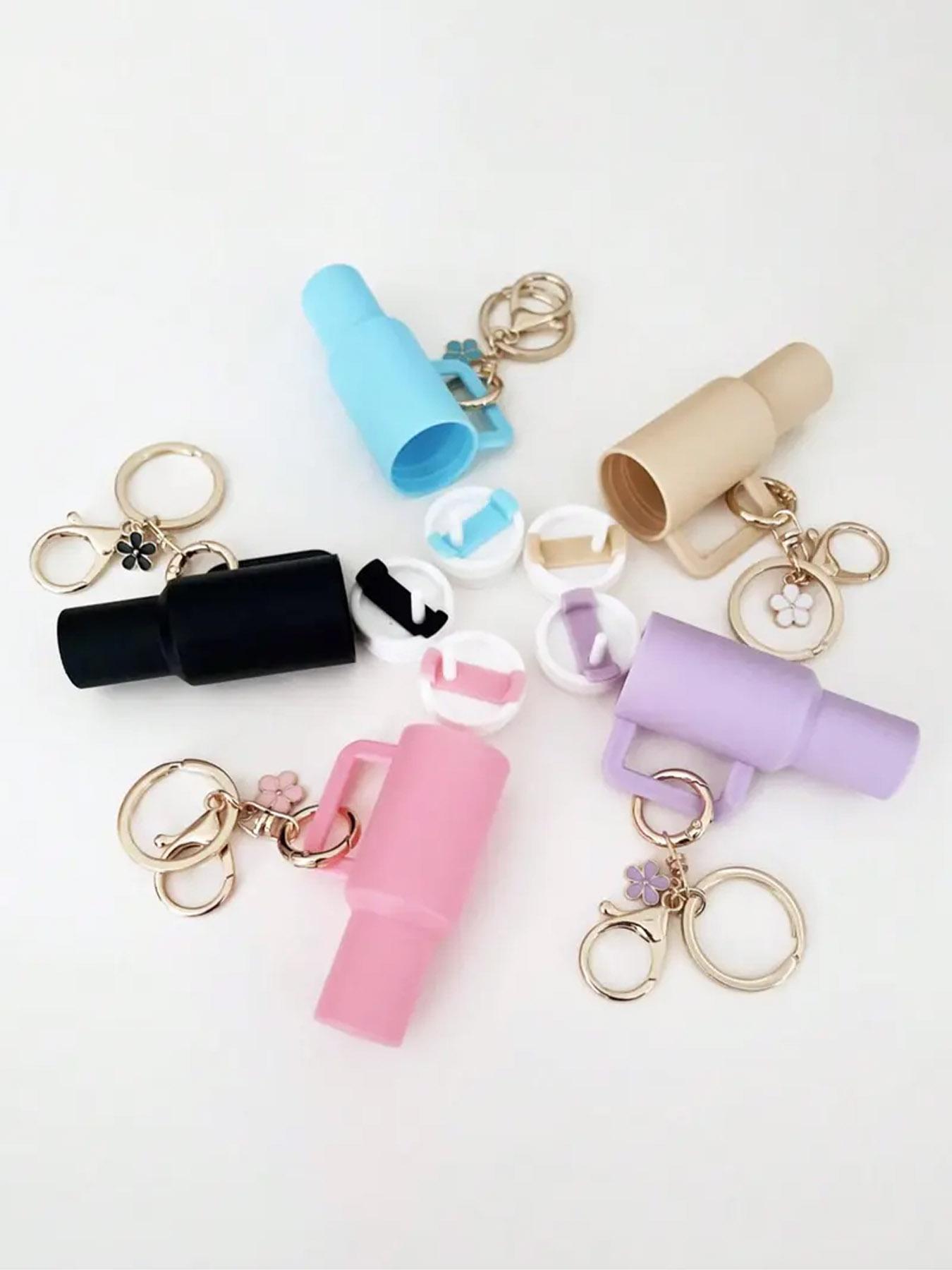 Mini Small Flower Cup Keychain Accessories, Keychain Charm, Wallet Charm, Bag Accessories, Lipstick Storage Box, Wallet Accessories, Mini Cup Keychain Keyring, Keychain Bag Pendant, Dopamine Color Matching To Meet Different Style Matching Needs