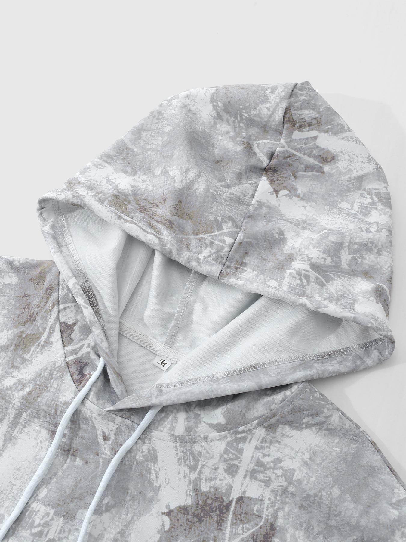 Women's Fall Winter Hooded Sweatshirt, Plant & Camo All over Print, Casual Fitted Woven Fabric, Streetwear Trendy Style, Camouflage