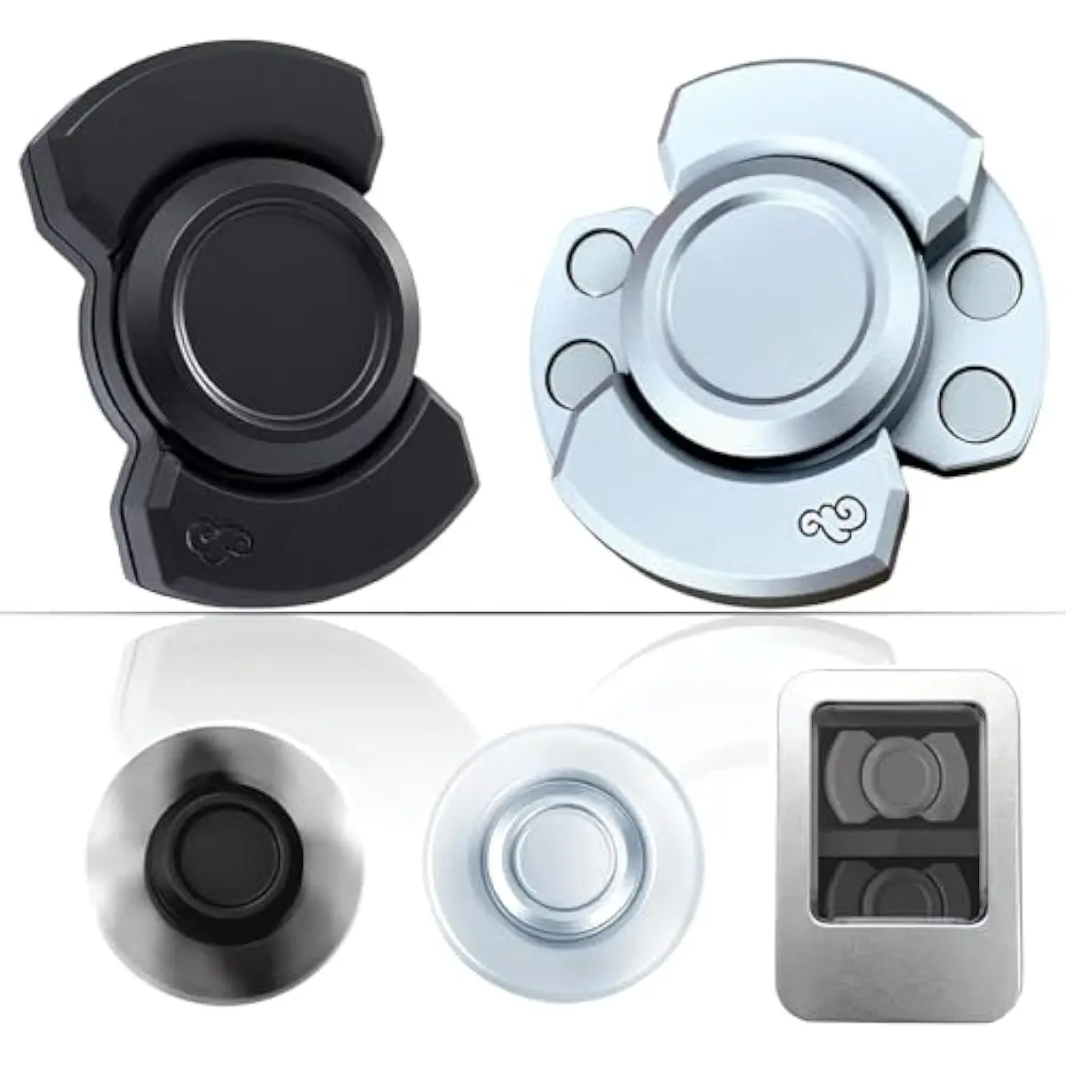 Alloy Metal Fidget Toys for Adults, 3-in-1 Silent Fidget Spinner, Stress Relief Sensory Fidgets for Adults (2 Pcs)