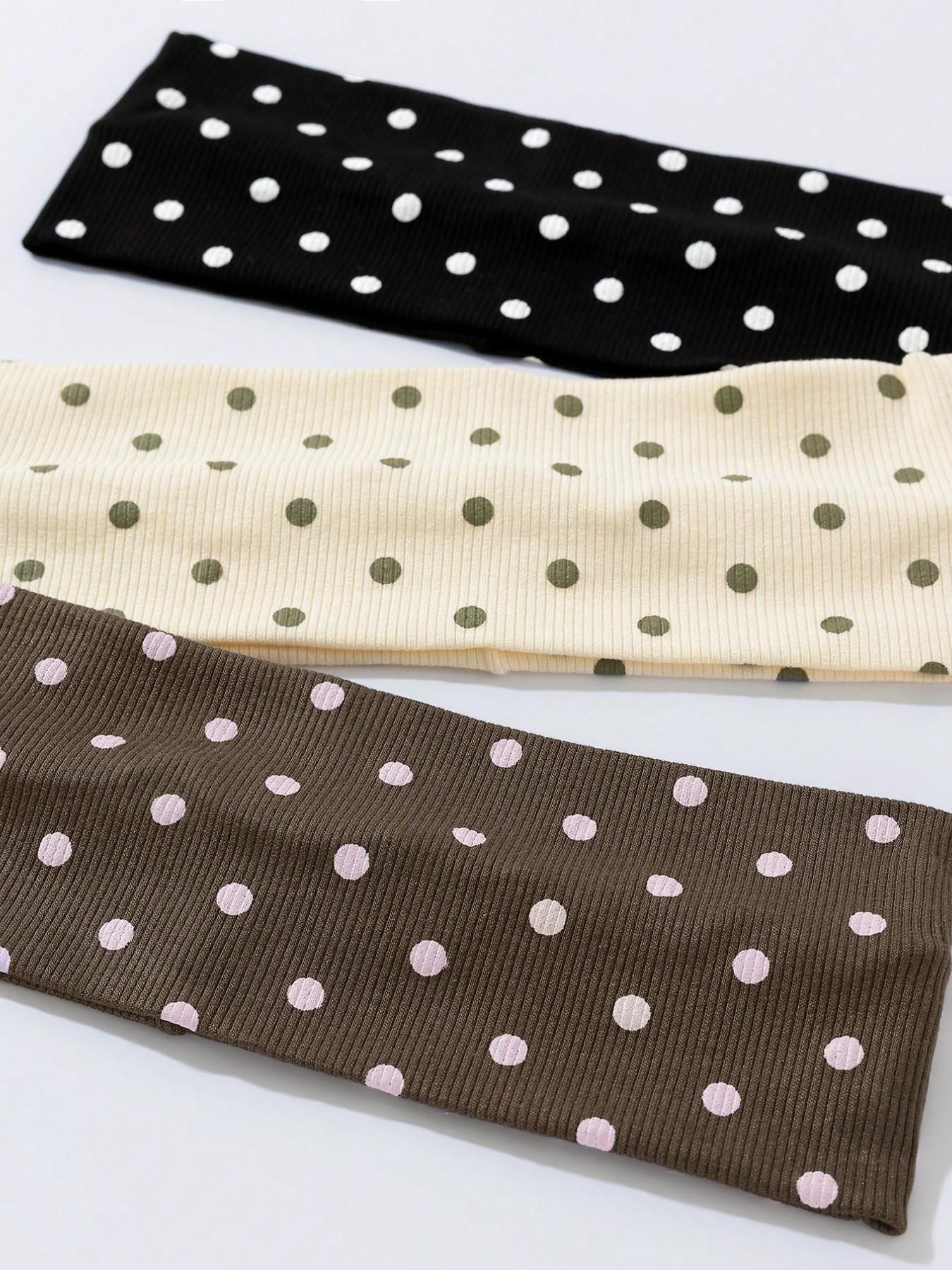 Women Bandana 3pcs/Set Women's Polka Dot Printed Soft Non-Slip Headbands, Elastic Yoga Sports Hair Accessories, Versatile For Daily Wear And Various Occasions Hair Bands, Hairband  For Vacation Outfits Woman Elegant Scarf