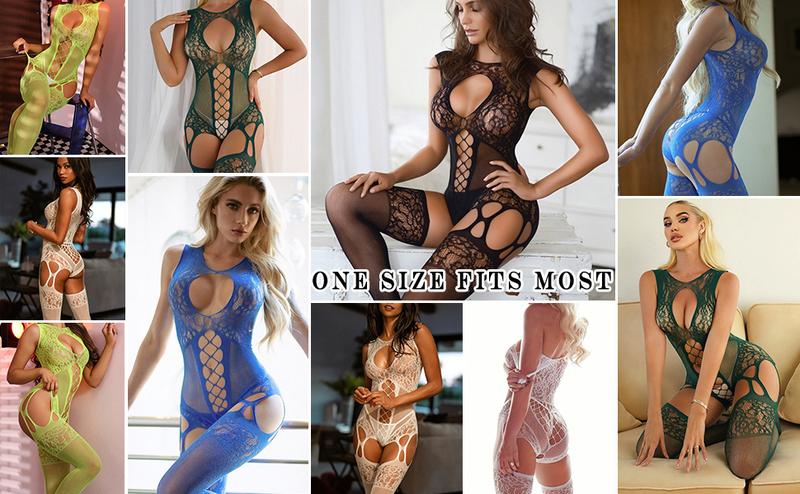 Avidlove Women Lingerie Fishnet Bodysuit Mesh Body Stockings One Piece Glow Party Rave Outfits