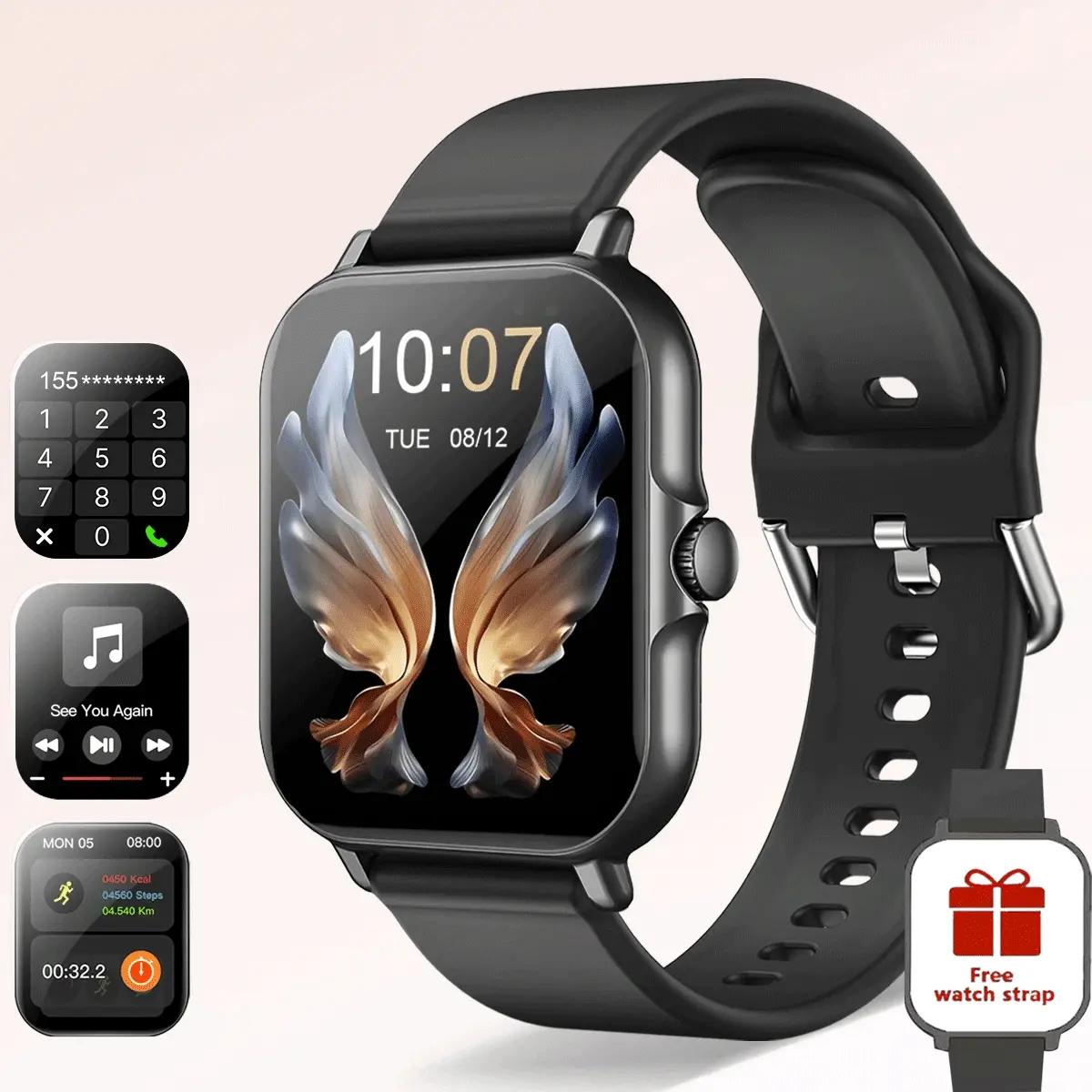 2.01-inch large screen women's smartwatch, make calls, message alerts, sports functions, camera control and music playback, weather information, multiple sports modes, ultra-high cost performance, worth having