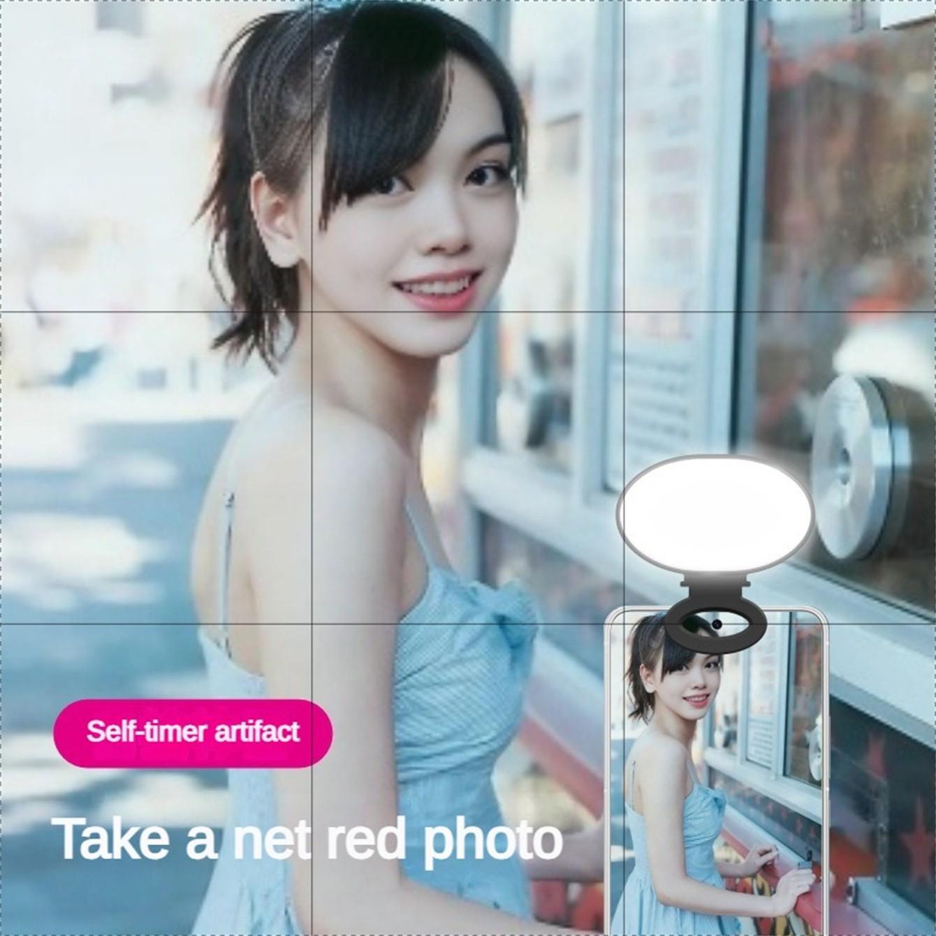Portable Round Phone Clip Light, Adjustable Three-Color LED Lamp for Phones, Cameras, Laptops, Mini Photography Lighting