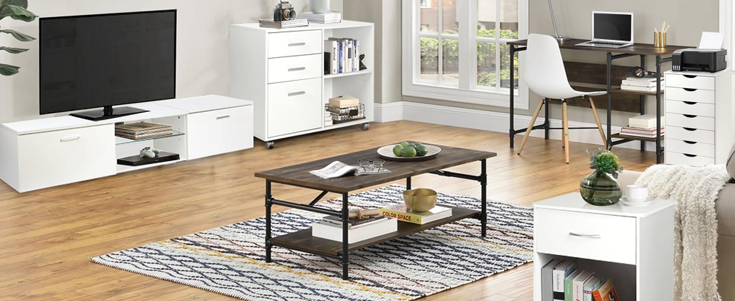 VOWNER 7-Drawer Organizer, Tall Chest of Drawers with Caster Wheels, Alex Drawers File Vanity Storage for Home Office, Bedroom