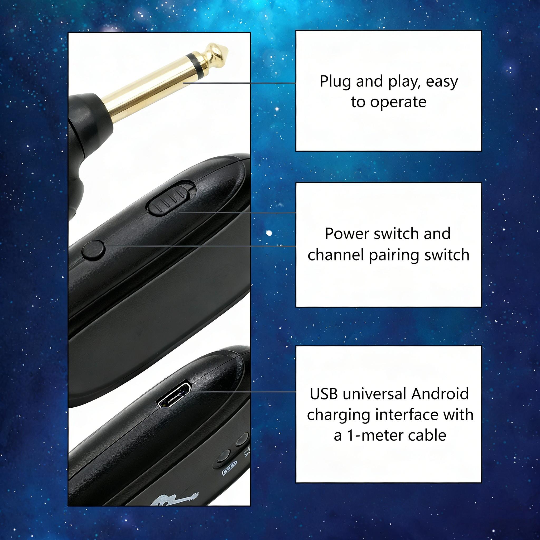 A8 Professional Instrument Wireless Transmitter, Low Latency Uhf Audio System, Ideal for Guitar Bass String Instruments, Studio Stage Perfect Choice