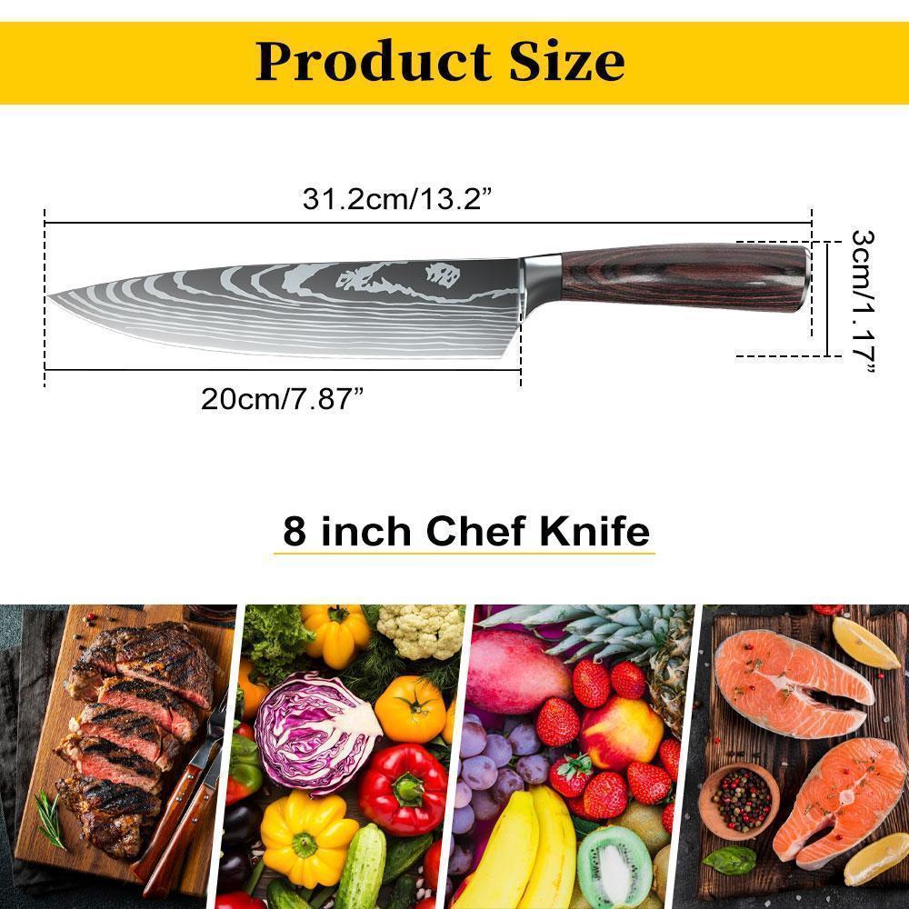MDHAND Kitchen Chef Knife - Japanese Damascus Style Stainless Steel Kitchen Knife, Meat Knife, Boning Knife Cleaver, Ideal for Slicing and Cooking, mothersdaygift#Summervibes
