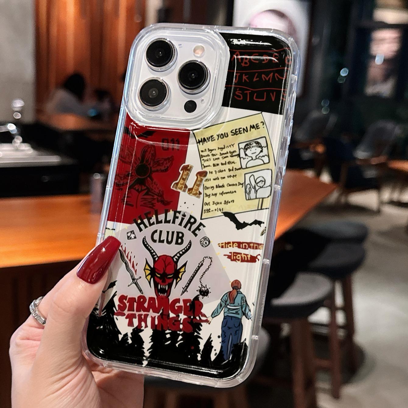 Transparent Shockproof Phone Case for Apple & Samsung, Stranger Things Pattern, Fits Air 17 Pro Max Plus 15 14 13 12 11 X XR