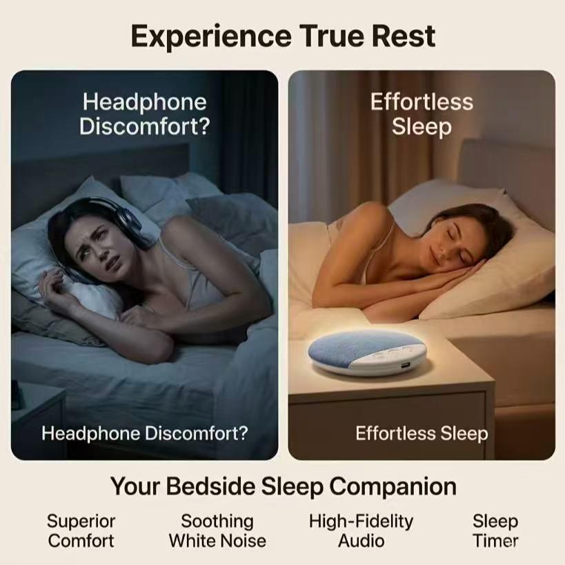 2026 Ultra-Thin Pillow Bluetooth-compatible Speaker, Silent Sleep Aid, Wireless Portable Rechargeable, Noise Therapy, for Adults and Babies
