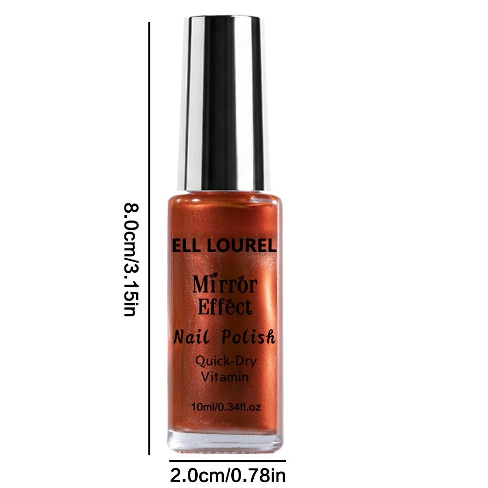 ELL LOUREL Mirror Effect Nail Polish, 10ml Copper Orange Quick-Dry Keratin-Infused Nail Varnish, Alcohol-Free, Long-Lasting High Gloss, Top Coat Required for Ultimate Mirror Shine, Ideal for Parties, Holidays & Special Occasions, Perfect Nail Gift, 0.34fl
