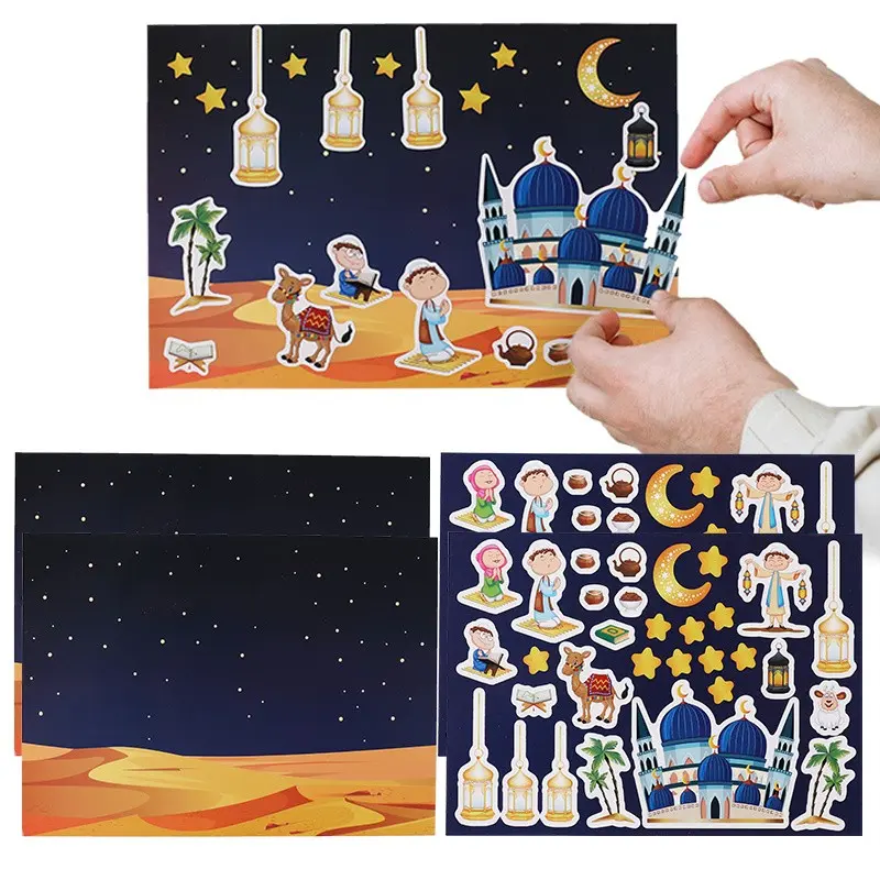 12pcs Ramadan DIY Stickers Eid Mubarak Sticker Islam Muslim Party Decor Supplie 2026 Eid Mubarak Decoration for Home