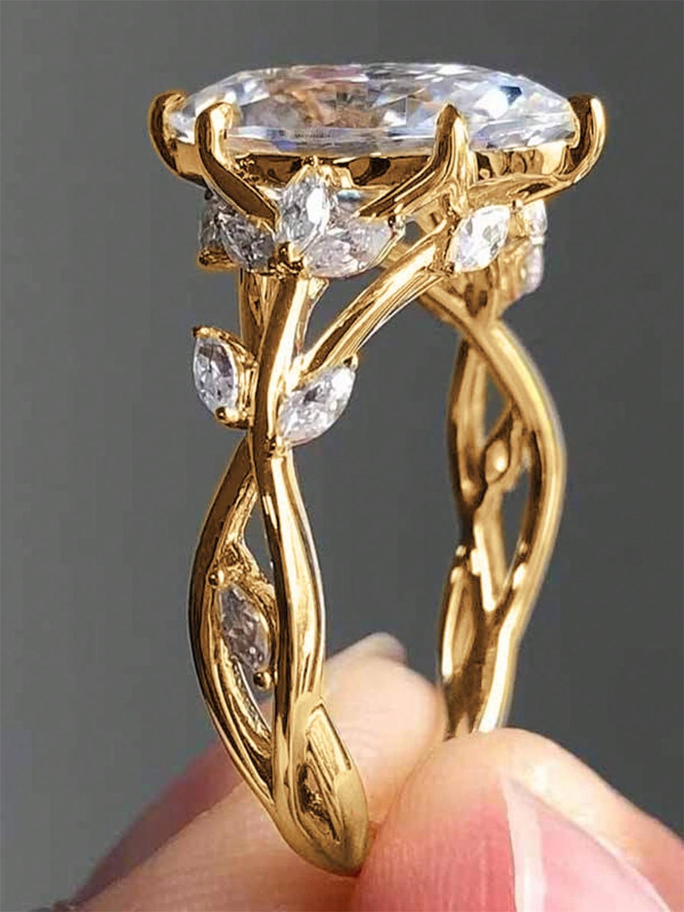 1 PC Gorgeous Cubic Zirconia Statement Ring For Women For Valentine's Day Gift Wedding Anniversary Party Jewelry