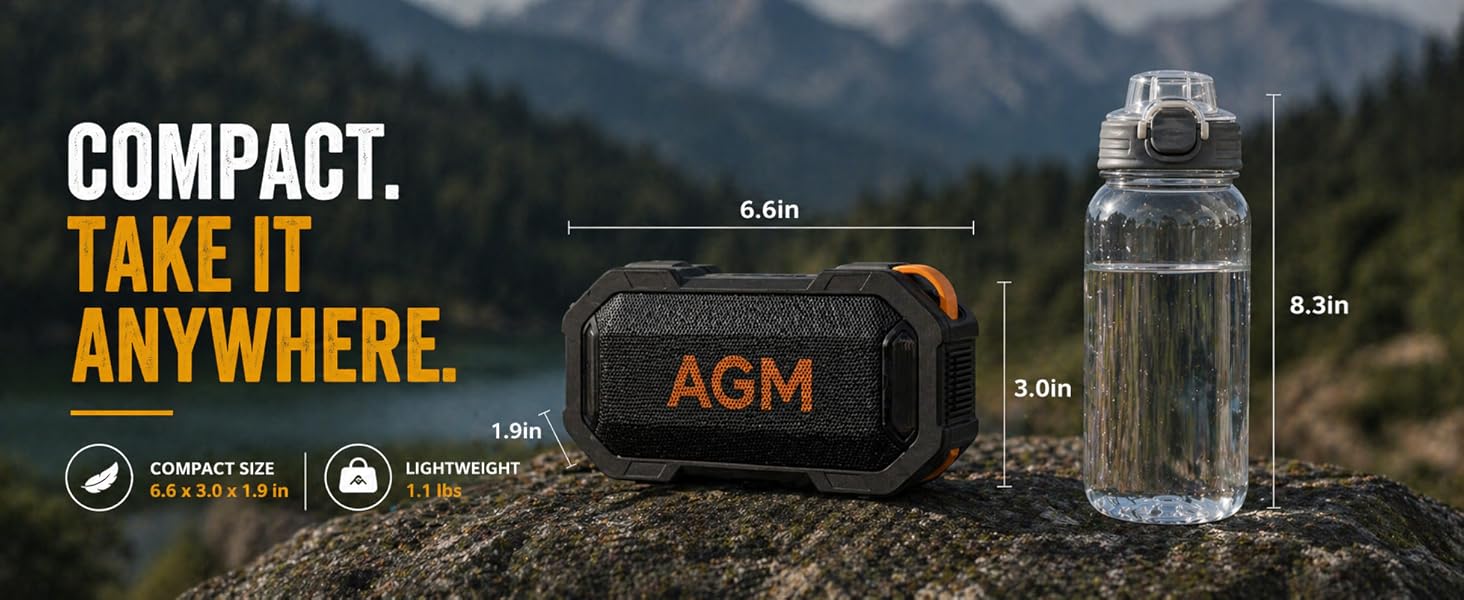 AGM MagROCK Magnetic Bluetooth Speaker, IP67 Waterproof & Floatable, Strong Magnet Mount for Fridge & Toolbox, Drop-Proof Rugged Portable with RGB Lights, TWS Stereo, for Shower, Garage, Outdoor