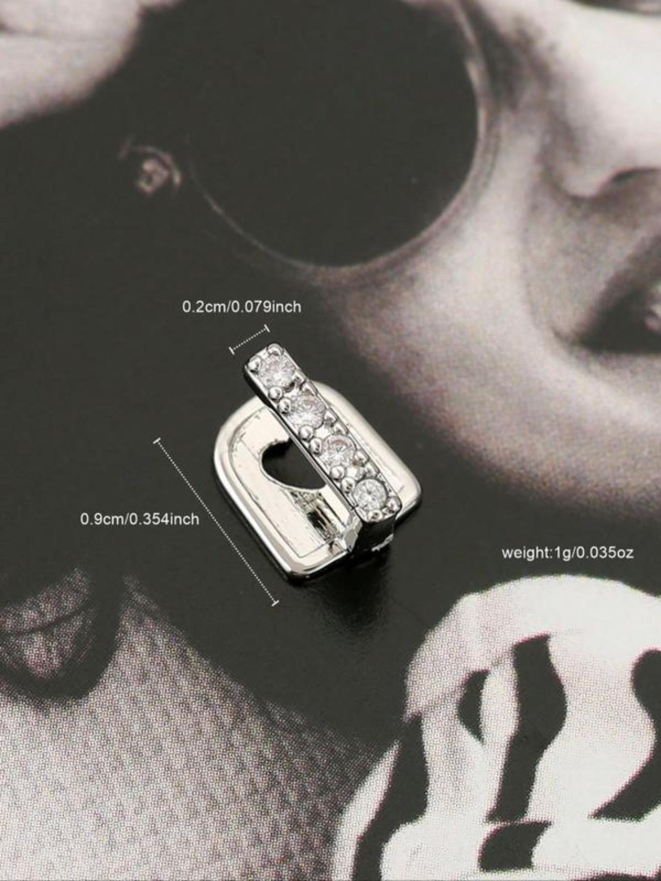 1 punk hip-hop dental accessory, shiny and detachable rhinestone braces, gemstone teeth, gold and silver colors, fun single clip style dental accessory