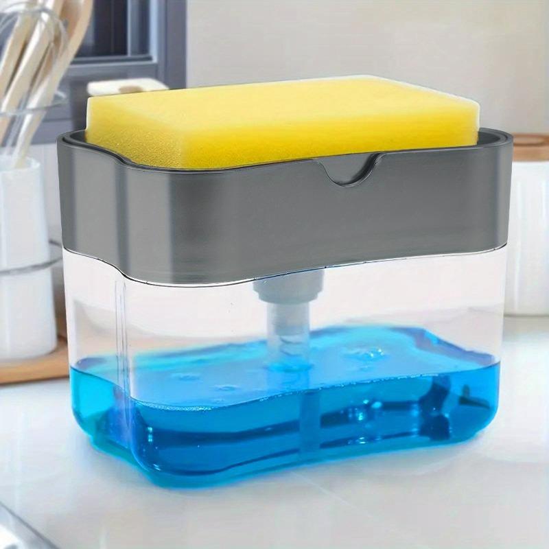 2pcs/set  Dishwashing Liquid Press, Cleaning Pan, Kitchen Type Automatic Liquid Filling Box, Scouring Pad, Dish Washing And Pan Washing Utensil, Soap Liquid Box