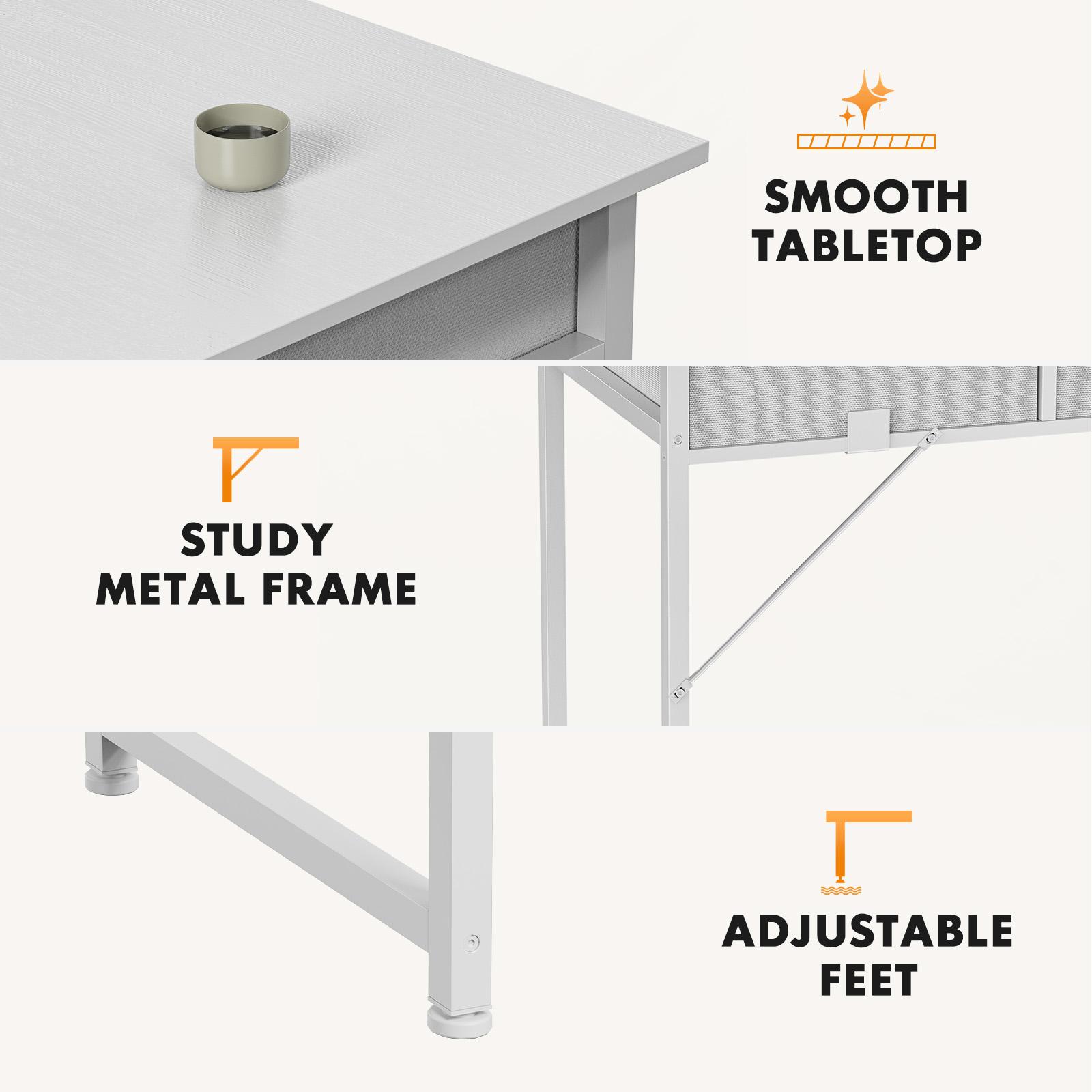 White Computer Desk w/ Storage Drawers - 32x15.7 Inch Office Desk, 2-Tier Drawer, Modern Design for Home, Bedroom, Study