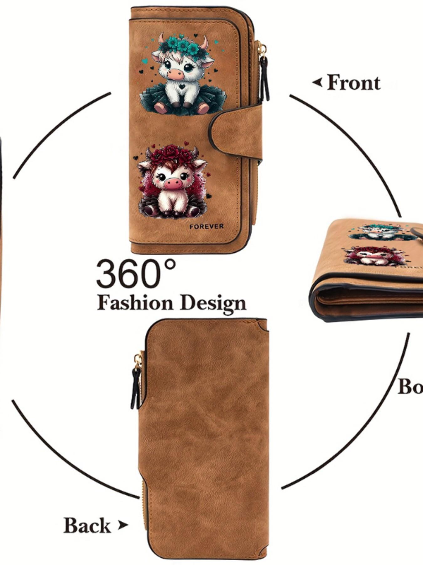 1pc Highland cow Women'S Long Wallet, Multi-Functional Wallet, Portable Snap Closure Coin Purse, Birthday Gift and Daily Commute for lovers, Playful Design, Perfect Holiday Gift, Perfect for Outdoor, Travel, and Family Use4.08PYT-16