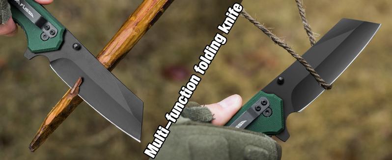 #JumpstartSale FLISSA Folding Knife, 4-3/4" Reverse Tanto Folding Pocket Knife, Black Stonewash Blade, G10 Handle, for Hunting, Survival, Camping and Outdoor Activities, Great Gifts for Dad, Husband, Friend