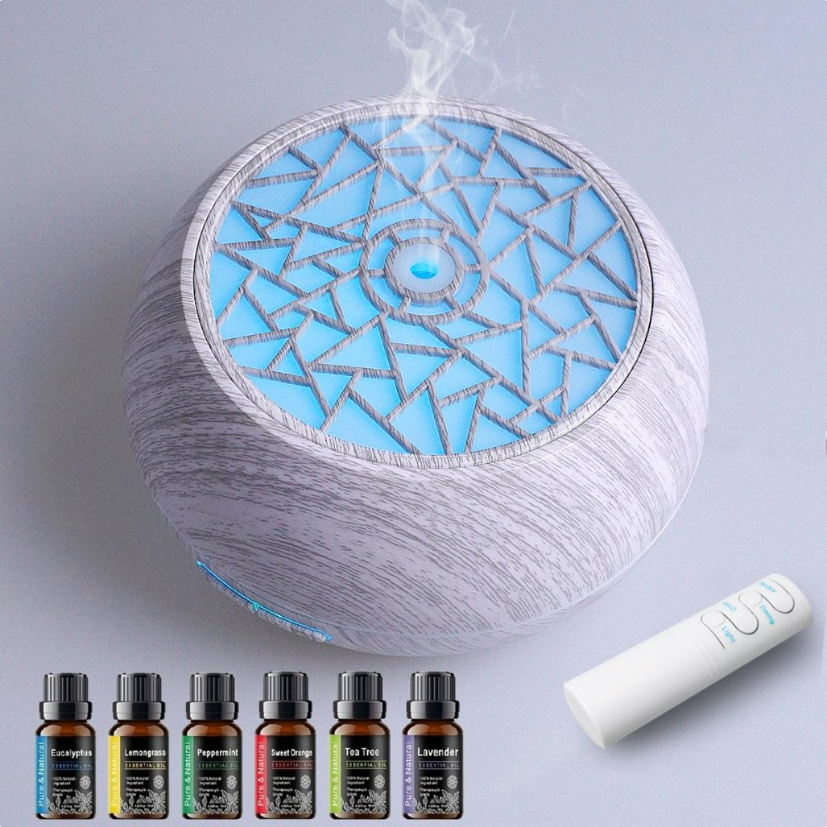 16.91oz 5-in-1 Essential Oil Diffuser for Clean Air, Humidity Control & Calming Aromas (Includes 6 Oils, Auto-Off Timer)