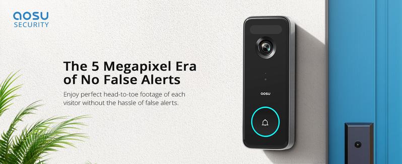 AOSU Doorbell Camera Wireless, 5MP Ultra HD, No Monthly Fee, Triple Motion Detection Video Doorbell with Homebase, Enhanced (2.4/5 GHz) WiFi, 180-Day Battery Life, Work with Alexa & Google Assistant