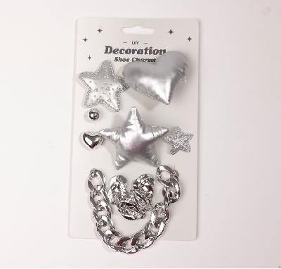 Fashion Cartoon Clog Charms Cute Crocs accessories, Charms with bows, hearts, chains, Fun dopamine shoe decorations in pink, sliver, white & black
