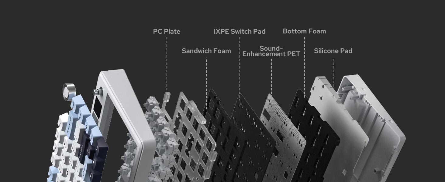 (NEW) Aula F75 MAX Wireless Mechanical Keyboard with TFT Screen and Knob, Gasket Gaming Keyboard in 75% Layout, Hot Swappable, RGB Backlight, for PC/Mac/Linux (Black Gradient)