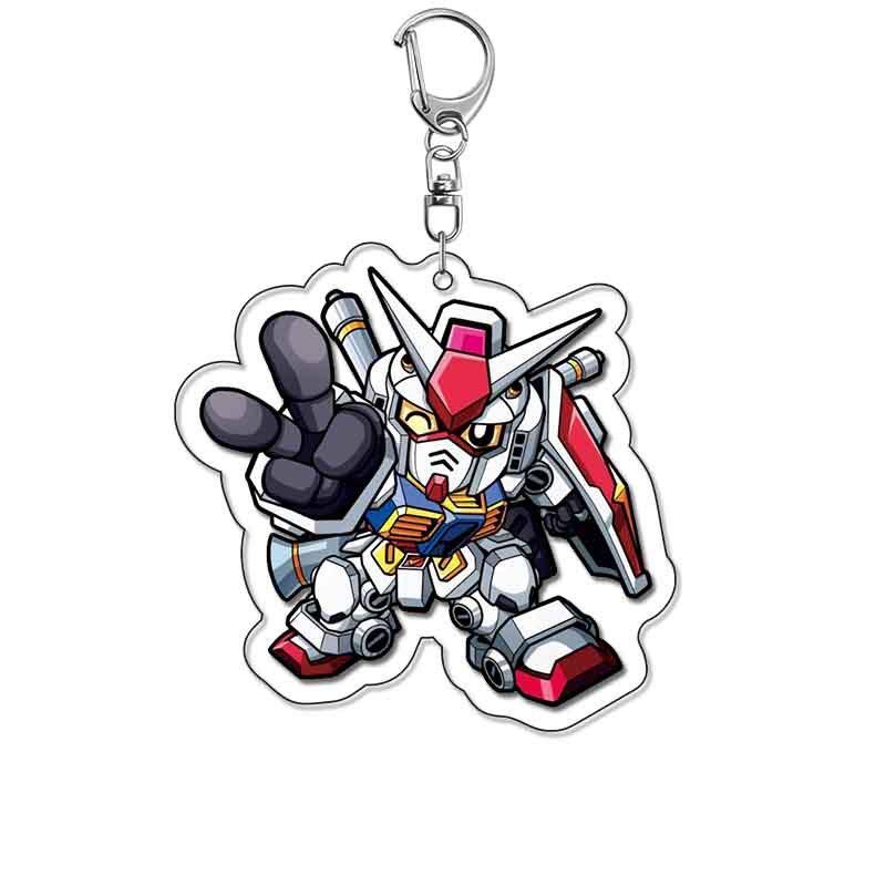 Creative Anime Game Peripheral Gundam Acrylic Keychain Cartoon Figures Backpack Pendant Keyring Trendy Jewelry Gift
