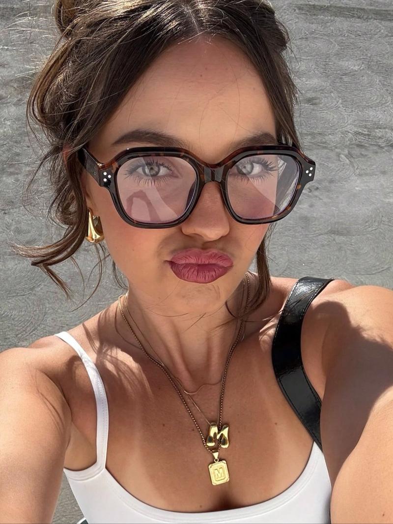 Women's Retro Tortoiseshell Transparent Eyeg, Casual Fashion Glasses for Daily Wear & Work Commute, Leopard Pattern PC Frame, Stylish Trendy Eyewear