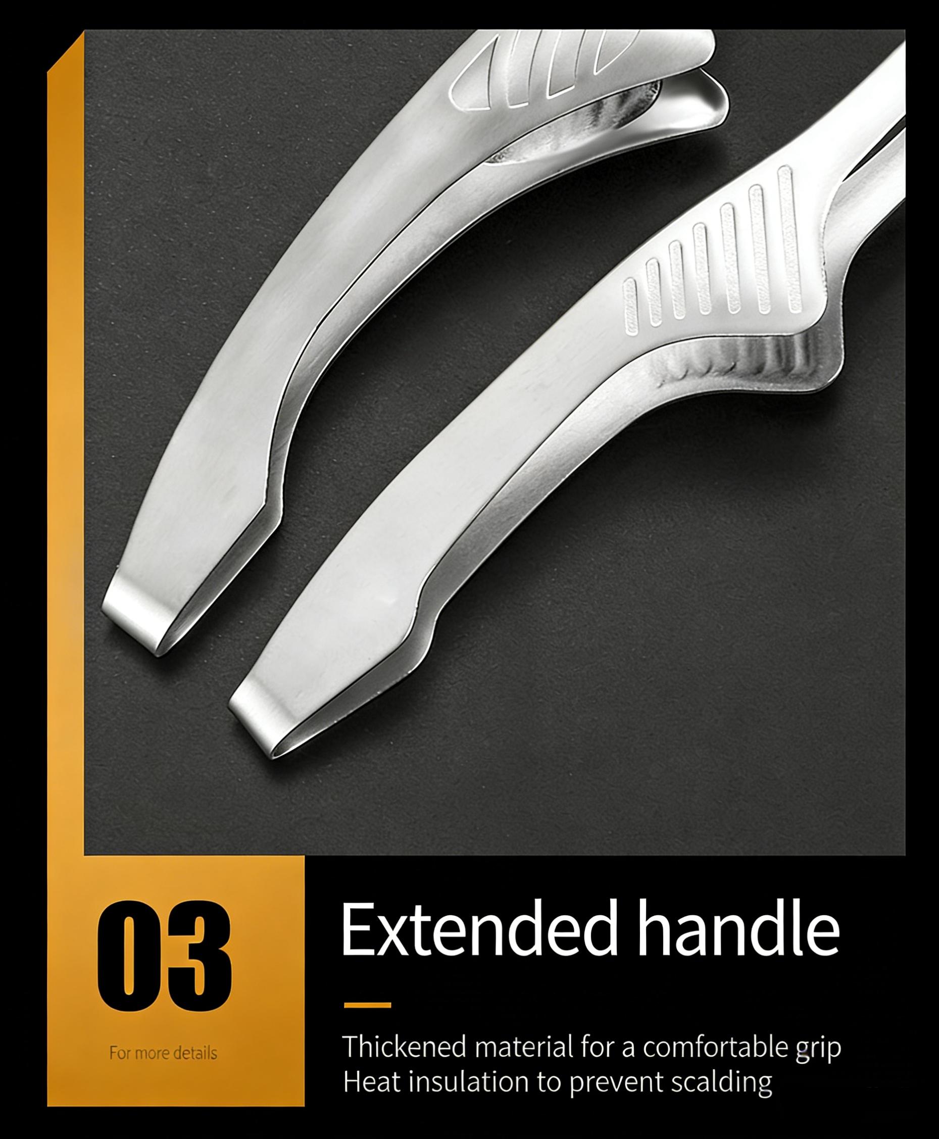 2pcs Stainless Steel Barbecue Tongs, Silver Color and, Pointed and Round Tips, Korean Cuisine Food Clips, Bread Dessert Steak Grill Meat Clippers