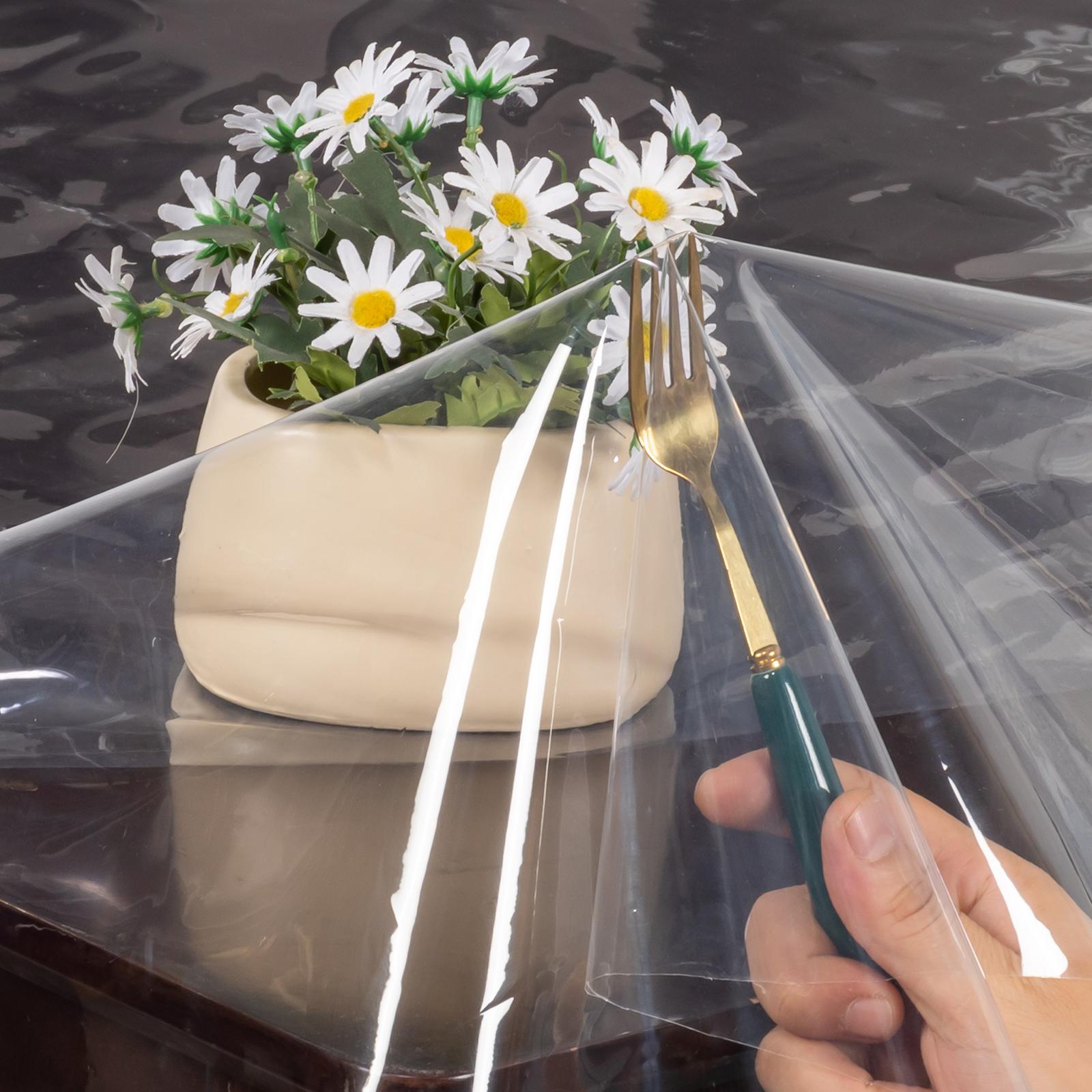 Transparent Vinyl Tablecloth, Multi-Functional Protective Cover, Rectangular Design, Easy to Clean, Ideal for Picnic Tables and Kitchen Tables