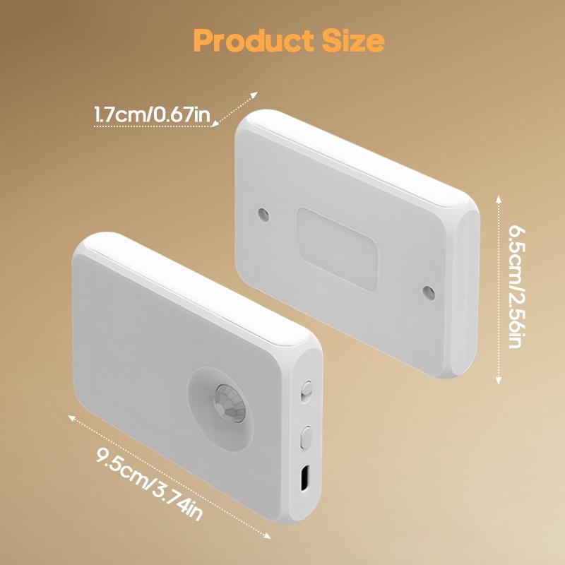 1/2/4 Piece LED Motion Sensor Night Light, USB Rechargeable Dual Head Night Lamp, Led Mood Light, Ideal for Bedroom, Hallway, Cabinet, Kitchen Lighting