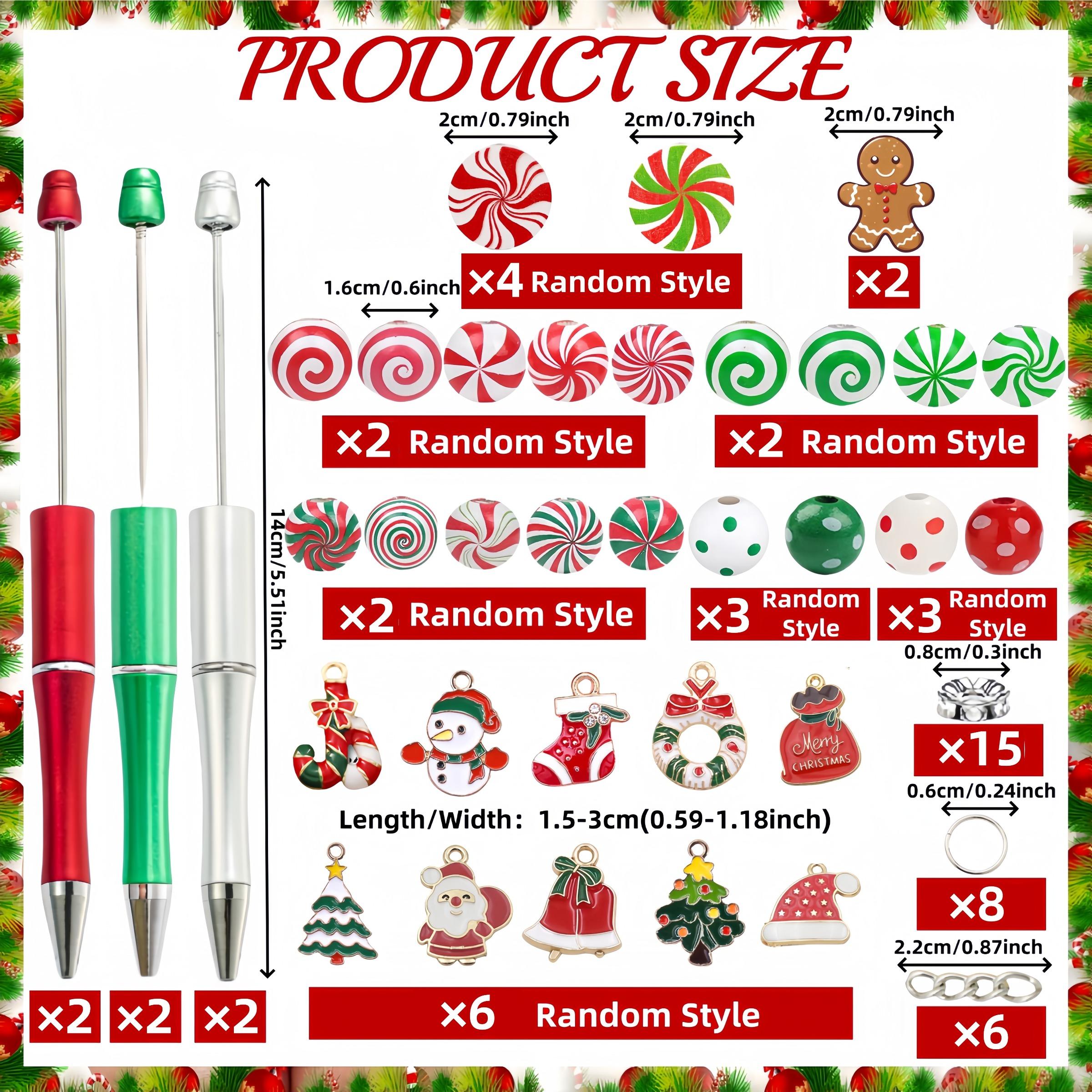 Merry Christmas DIY Beaded Ballpoint Pens, Wooden Beads & Alloy Pendants, Perfect Holiday Gifts for School & Office Supplies, Specialty Pen