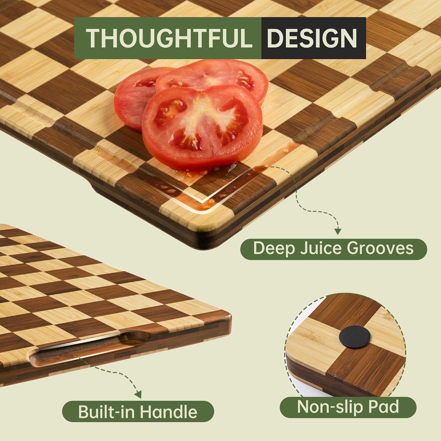Board Set, Checkered   Boards for Kitchen with Juice , Non  Wooden Charcuterie Boards, Non Slip Chopping Board for Meat Fruit Cheese, Housewarming