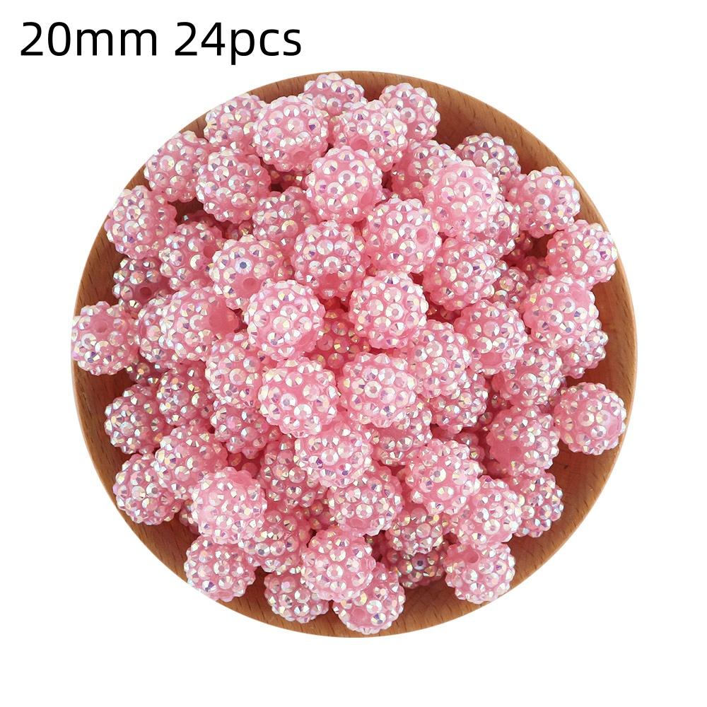 24pcs 14/16/20mm Resin Bayberry Ball Rhinestone Beads, Fashionable and Exquisite Acrylic Beads, Suitable for Pen Accessories, Bracelets Jewelry Making DIY Decorative Accessories