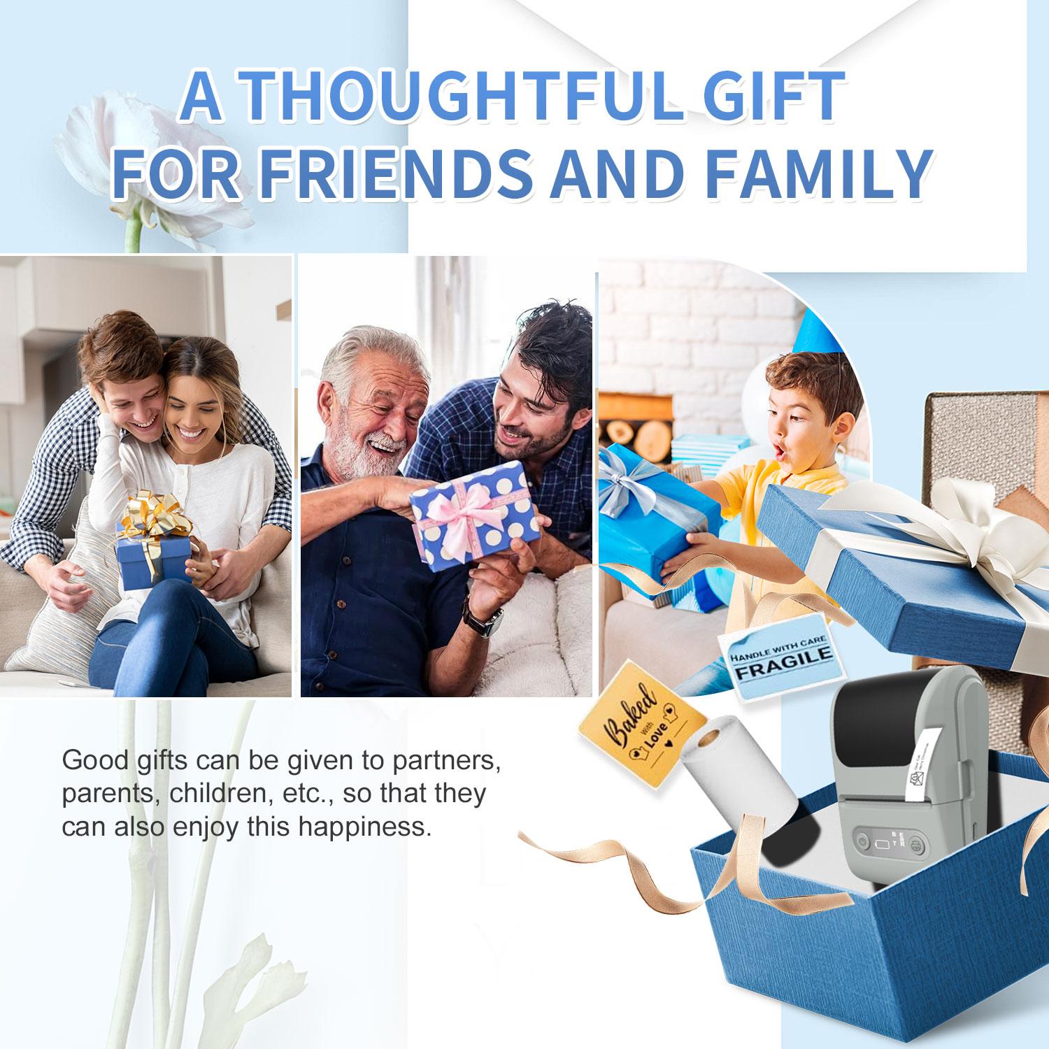 Portable Bluetooth-compatible with 4 Rolls Paper, Waterproof Labels, Multifunctional APP, Inkless, Ideal for Home Office Kitchen, Wireless Sticker Printer